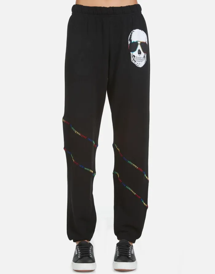 Abra Cool Skull Black Women039s Lauren Moshi Long Sweatpants