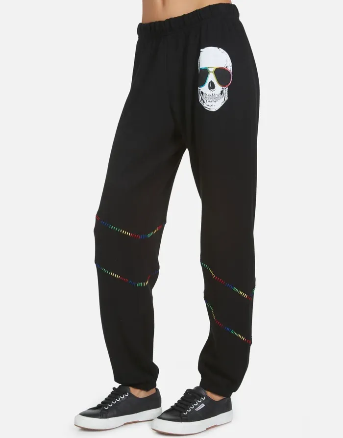 Abra Cool Skull Black Women039s Lauren Moshi Long Sweatpants