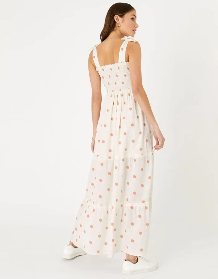Accessorize Bandeau Spot Maxi Dress Ivory Ivory Women Dresses