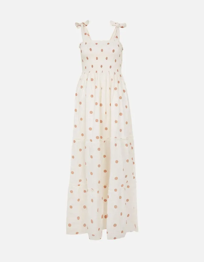 Accessorize Bandeau Spot Maxi Dress Ivory Ivory Women Dresses