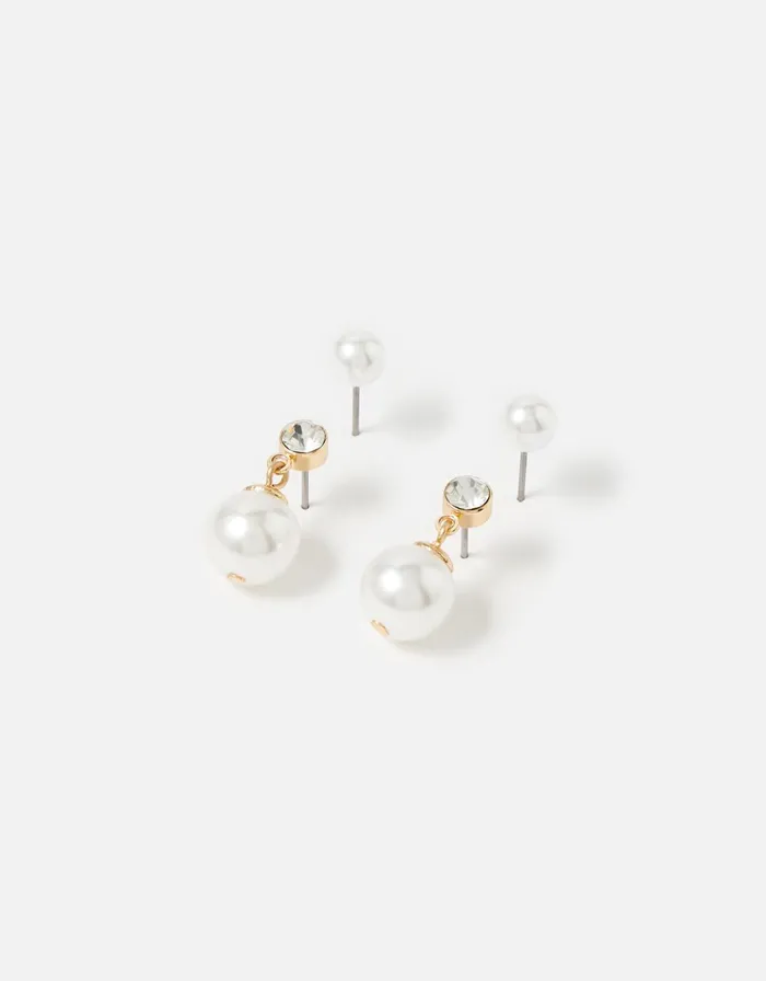 Accessorize Berry Blush Pearl Drop Stud Multipack Women Earrings
