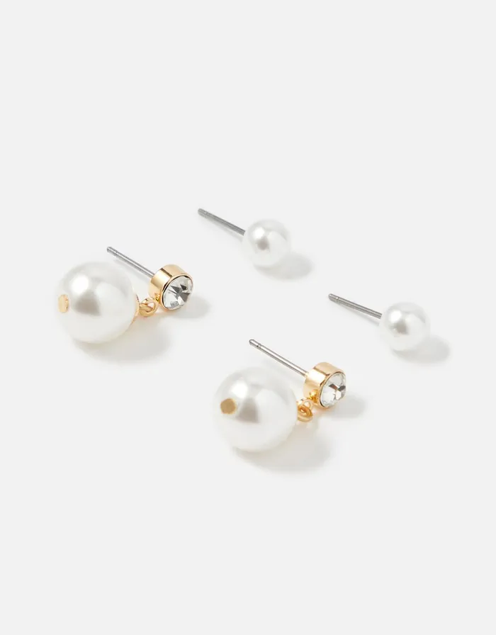 Accessorize Berry Blush Pearl Drop Stud Multipack Women Earrings