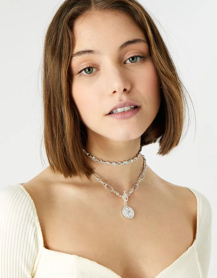 Accessorize Blue Harvest Mixed Shape Gem Choker Women Necklaces