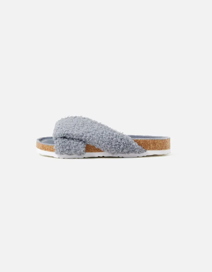 Accessorize Borg Twist Footbed Slippers Grey Grey Women Slippers