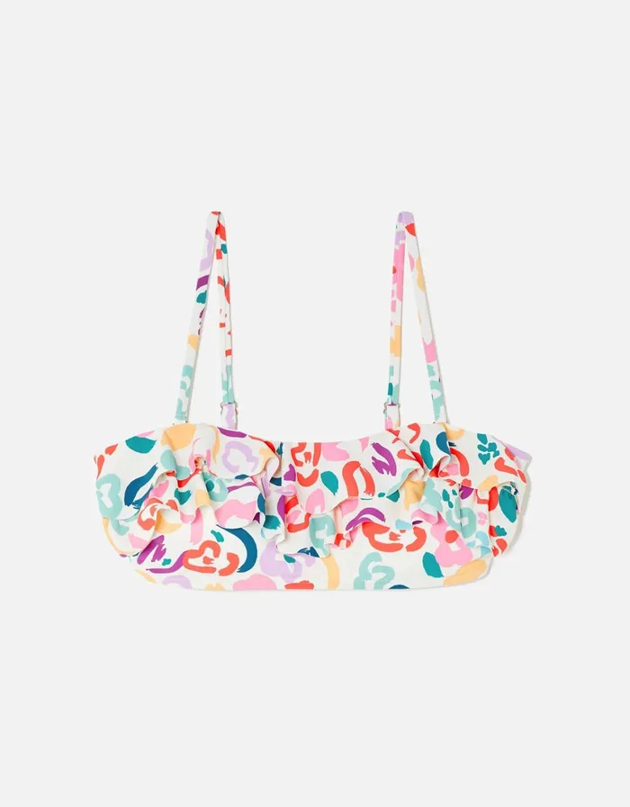 Accessorize Colour Splash Frill Bandeau Bikini Top Multi Brightsmulti Women Bikinis