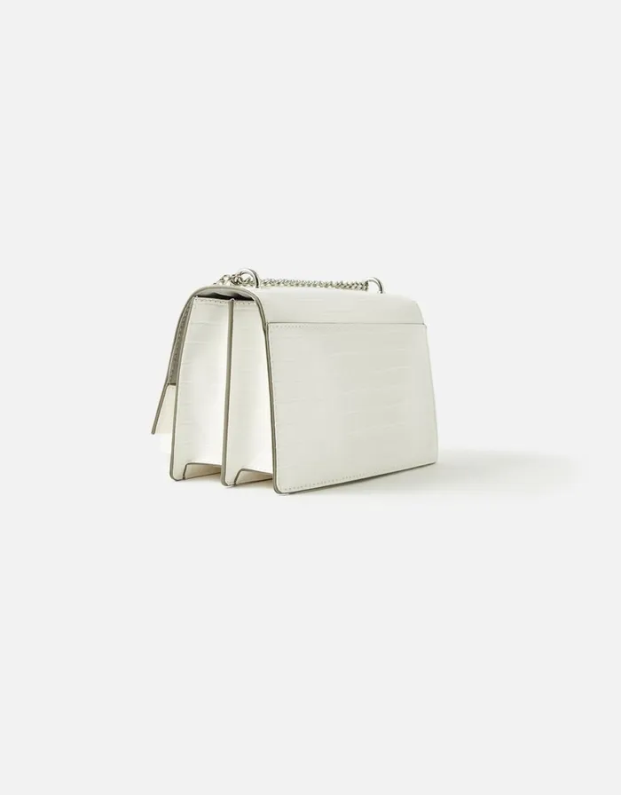Accessorize Croc Lock Shoulder Bag White White Women Shoulder Bags