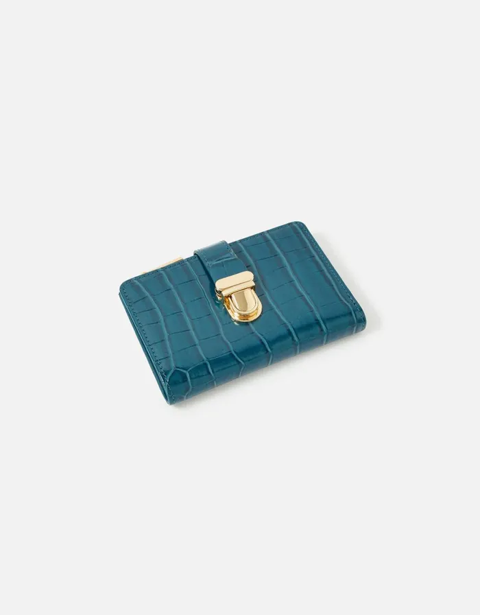 Accessorize Croc Push Lock Wallet Blue Blue Women Vegan Bags Backpacks and Purses