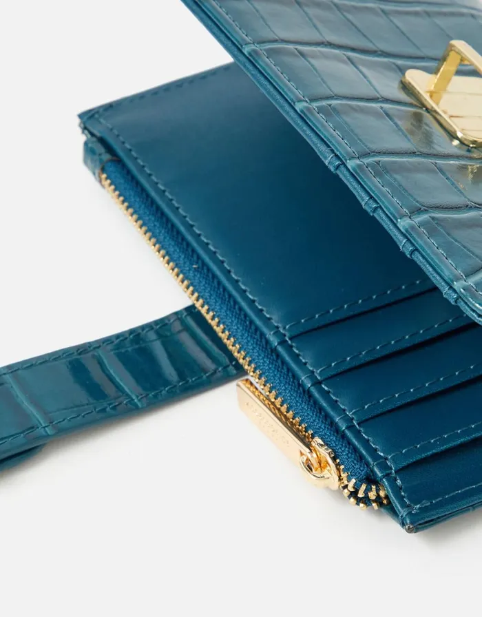 Accessorize Croc Push Lock Wallet Blue Blue Women Vegan Bags Backpacks and Purses