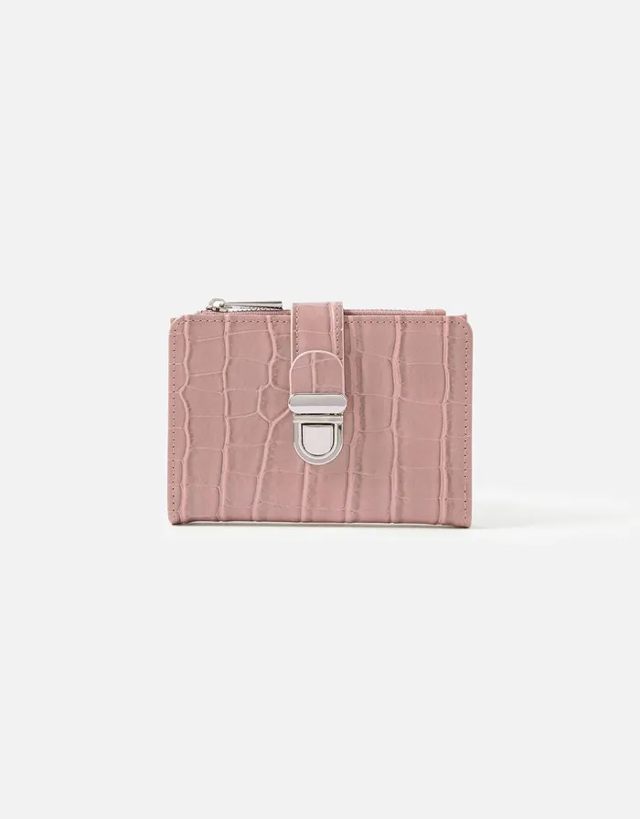 Accessorize Croc Push Lock Wallet Pink Pink Women Vegan Bags Backpacks and Purses