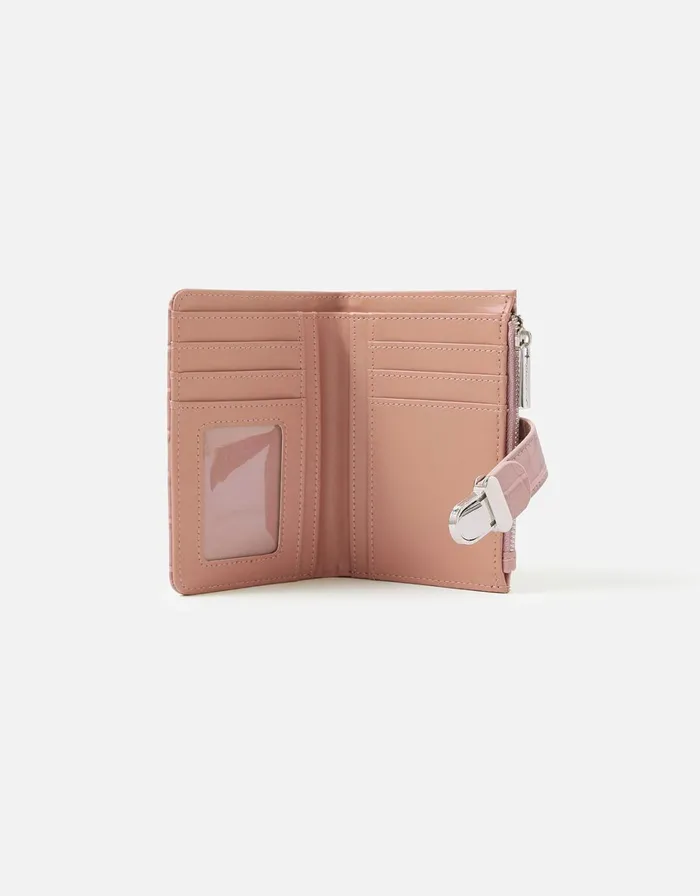 Accessorize Croc Push Lock Wallet Pink Pink Women Vegan Bags Backpacks and Purses
