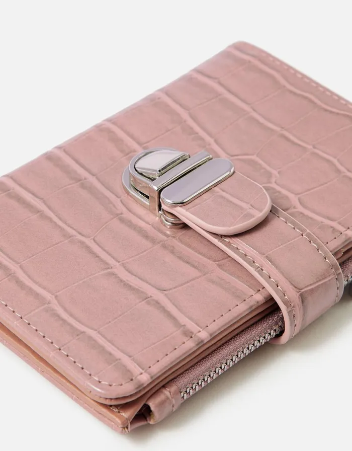 Accessorize Croc Push Lock Wallet Pink Pink Women Vegan Bags Backpacks and Purses