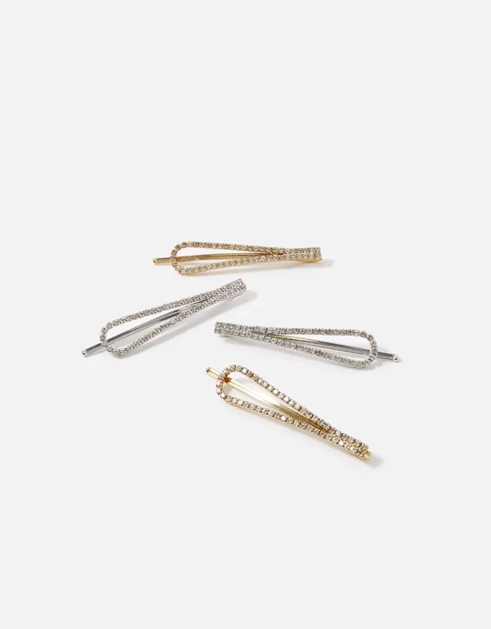 Accessorize Diamante Slides Multipack Women Hair Accessories
