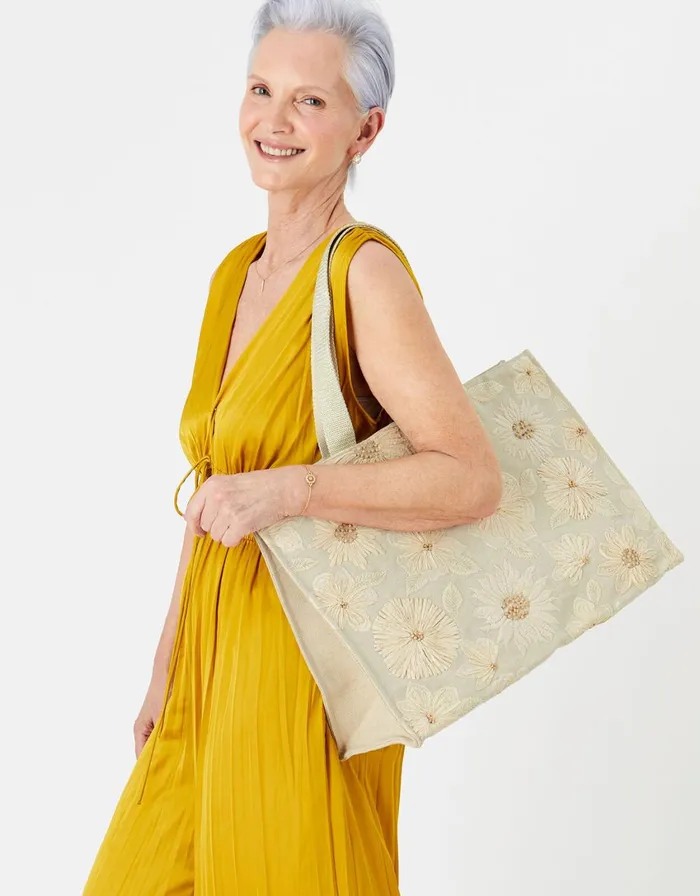 Accessorize Embroidered Flower Tote Bag Women Beach Bags