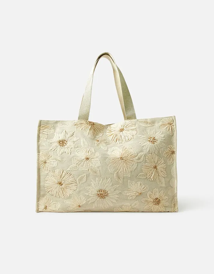 Accessorize Embroidered Flower Tote Bag Women Beach Bags