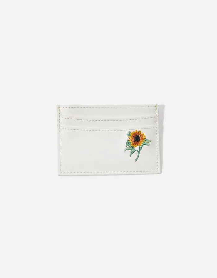 Accessorize Embroidered Sunflower Cardholder Women Vegan Bags Backpacks and Purses