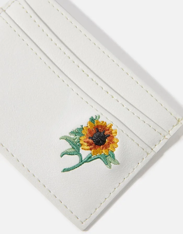 Accessorize Embroidered Sunflower Cardholder Women Vegan Bags Backpacks and Purses