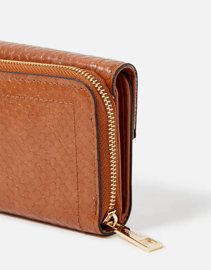 Accessorize Faye Snake Foldover Purse Tan Tan Women Vegan Bags Backpacks and Purses
