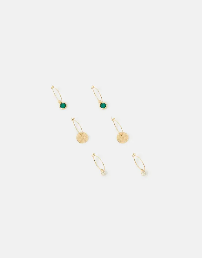 Accessorize Filigree And Stone Hoop Earring Set Women Earrings