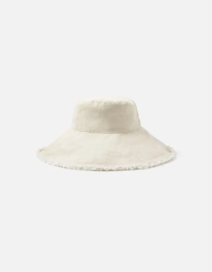 Accessorize Frayed Edge Wide Brim Bucket Hat Natural Natural Women Hats