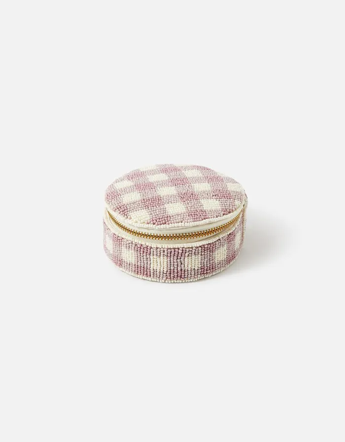 Accessorize Gingham Beaded Jewellery Box Women Travel Accessories