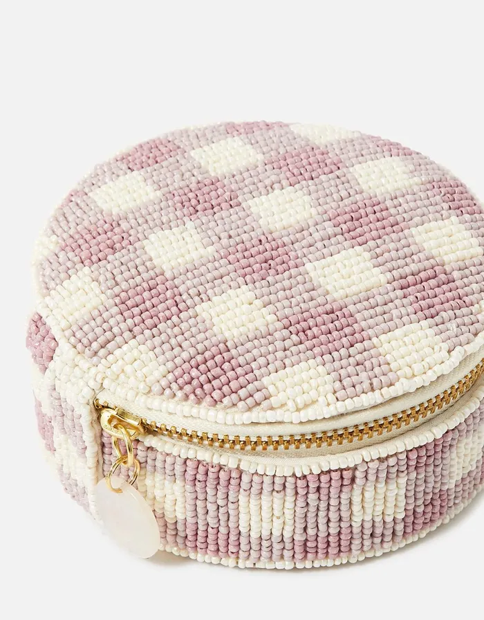 Accessorize Gingham Beaded Jewellery Box Women Travel Accessories
