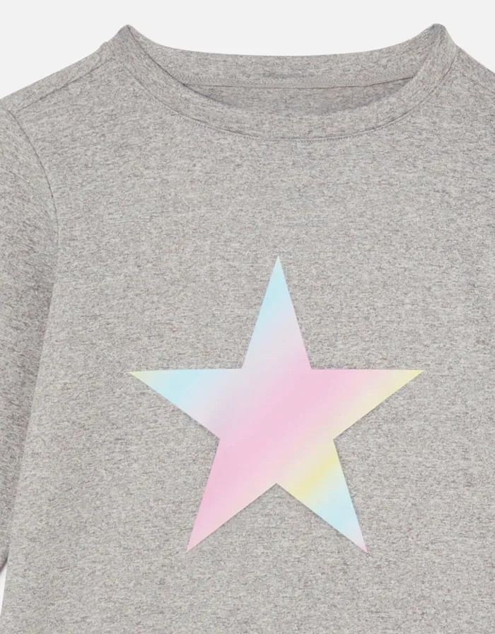 Accessorize Girls Long Sleeve Star TShirt Grey Grey Girls Sportswear