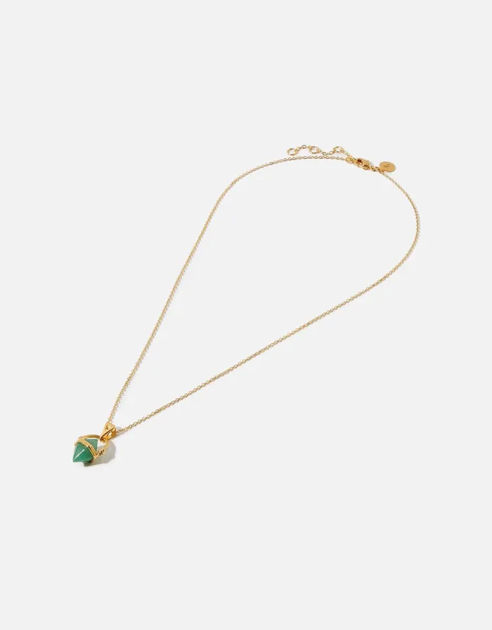 Accessorize GoldPlated Aventurine Healing Stone Pendant Necklace Women Necklaces