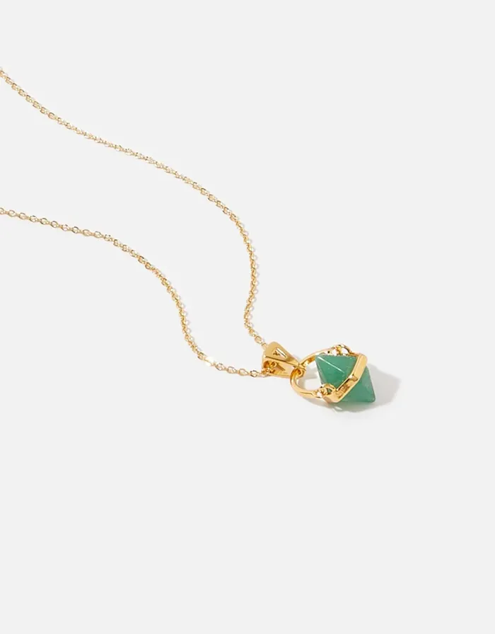 Accessorize GoldPlated Aventurine Healing Stone Pendant Necklace Women Necklaces