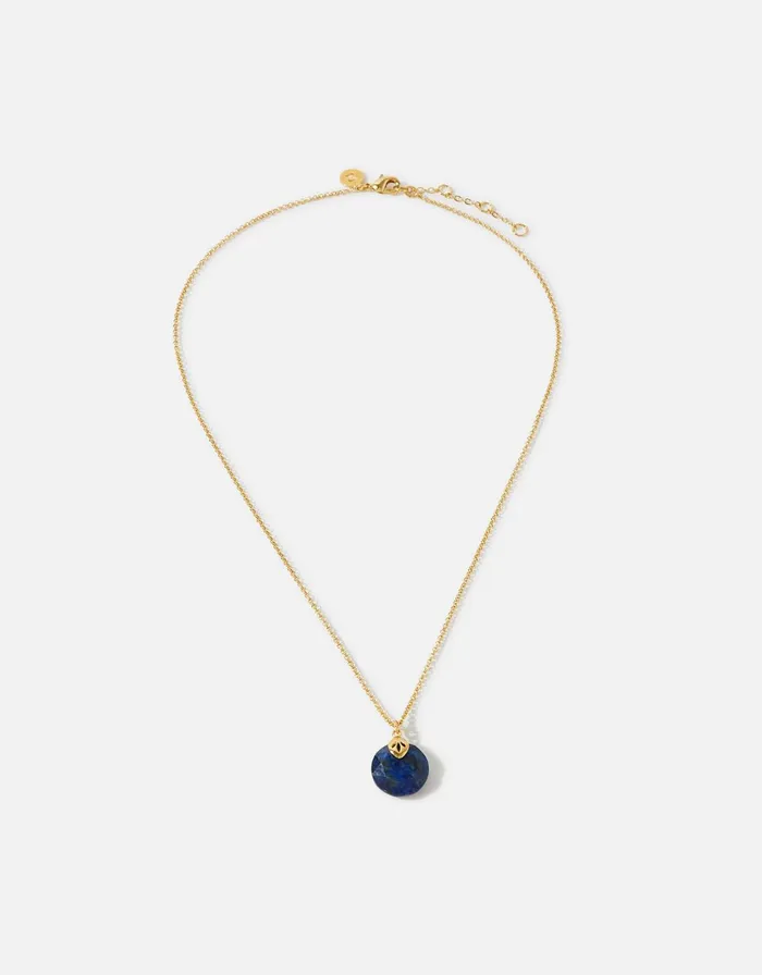 Accessorize GoldPlated Circle Lapis Lazuli Healing Stone Necklace Women Necklaces