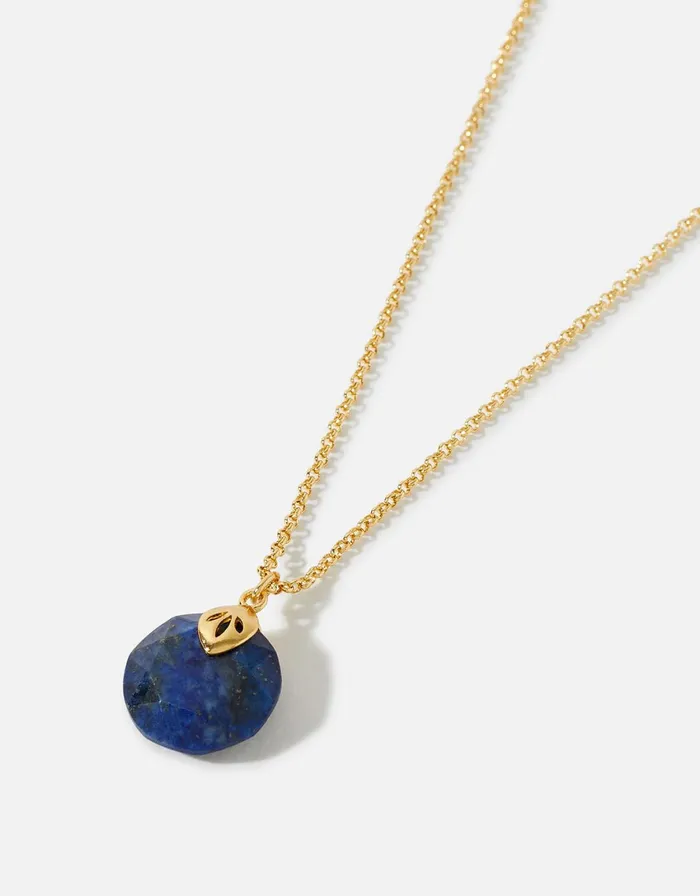 Accessorize GoldPlated Circle Lapis Lazuli Healing Stone Necklace Women Necklaces