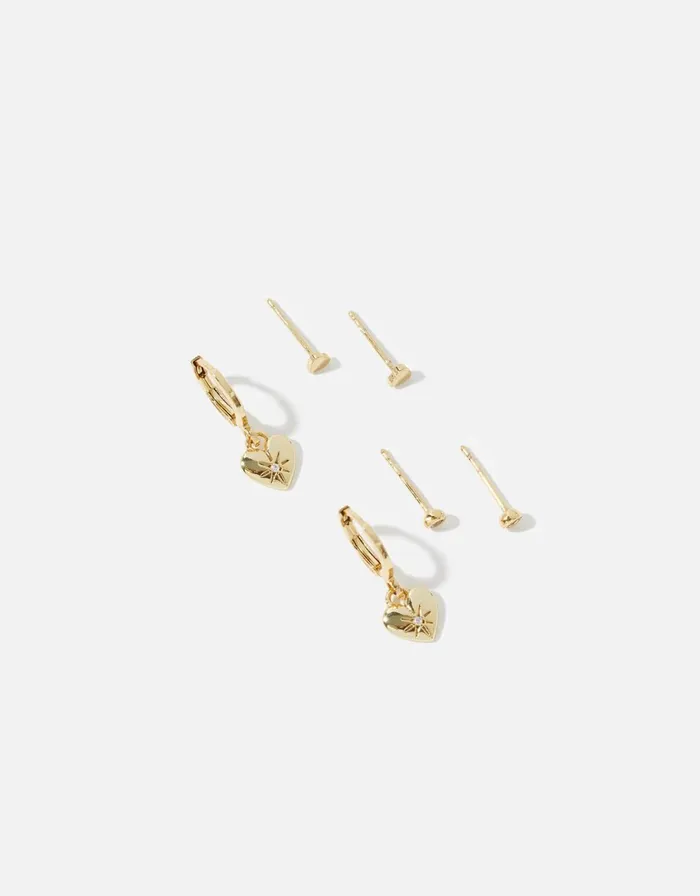 Accessorize GoldPlated Heart Earring Set Women Earrings