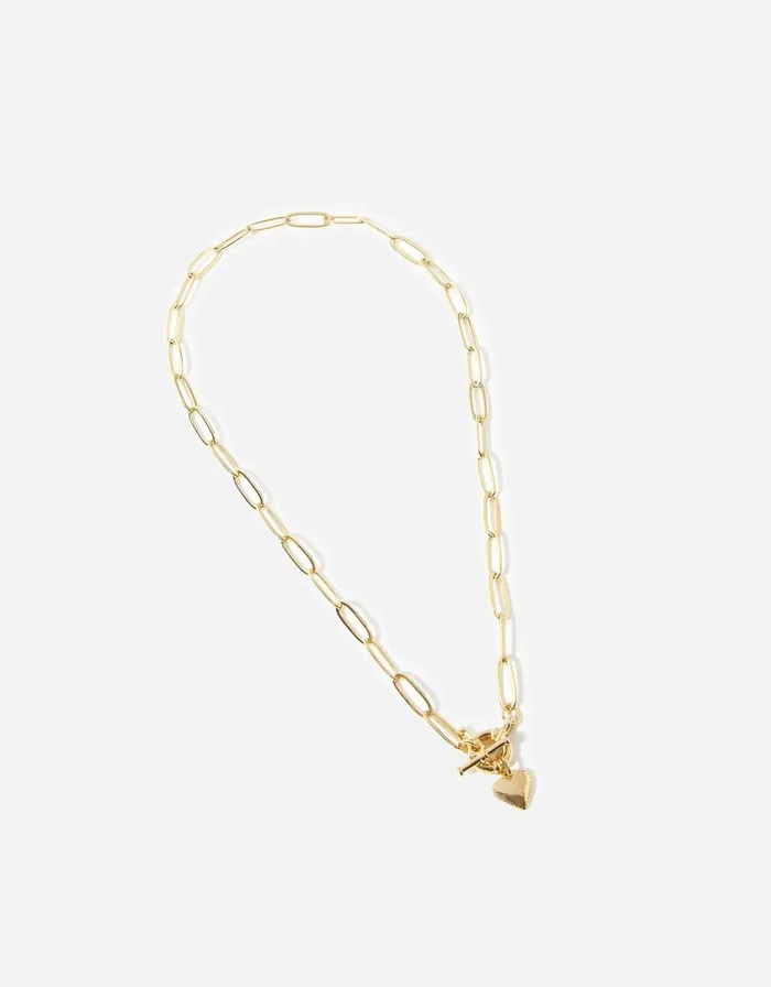 Accessorize GoldPlated Paperclip Chunky Heart Necklace Women Necklaces