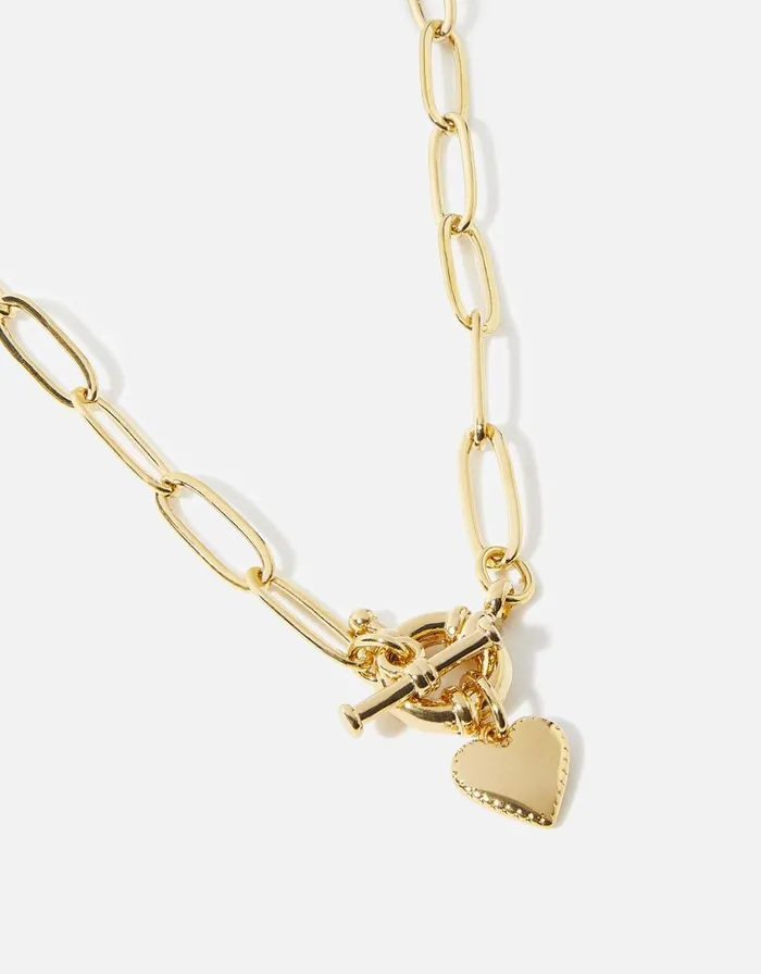 Accessorize GoldPlated Paperclip Chunky Heart Necklace Women Necklaces