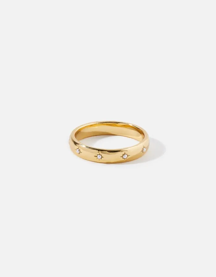 Accessorize GoldPlated Pearl Star Band Ring Gold Gold Women Rings