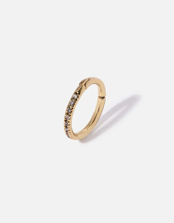 Accessorize GoldPlated Single Pave Clicker Hoop Women Earrings