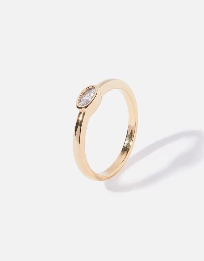 Accessorize GoldPlated Sparkle Oval Inset Ring Gold Gold Women Rings