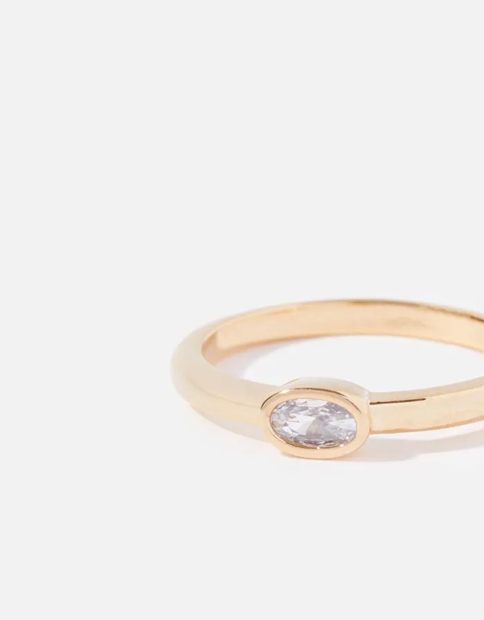 Accessorize GoldPlated Sparkle Oval Inset Ring Gold Gold Women Rings