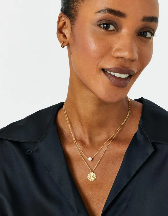 Accessorize GoldPlated Textured Horoscope Necklace Gold Gold Women Necklaces