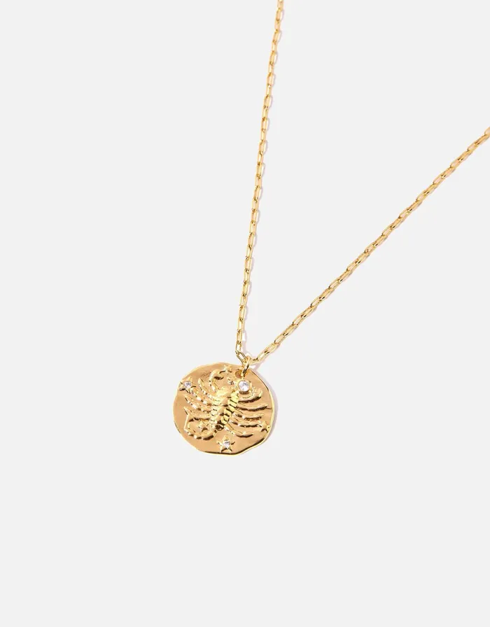 Accessorize GoldPlated Textured Horoscope Necklace Gold Gold Women Necklaces