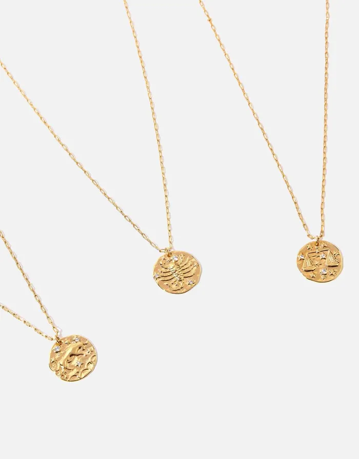 Accessorize GoldPlated Textured Horoscope Necklace Gold Gold Women Necklaces