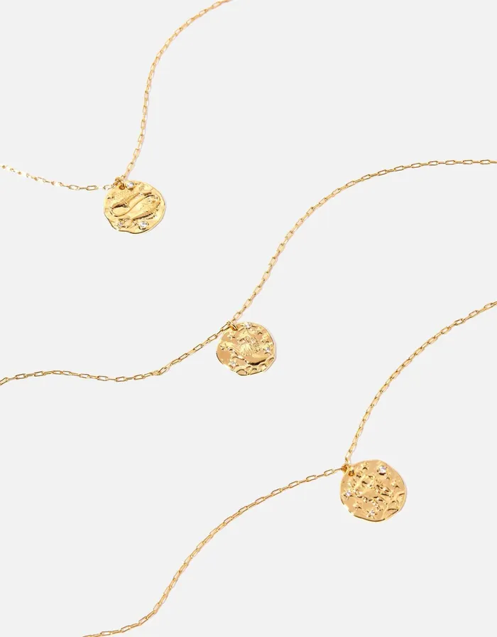 Accessorize GoldPlated Textured Horoscope Necklace Gold Gold Women Necklaces