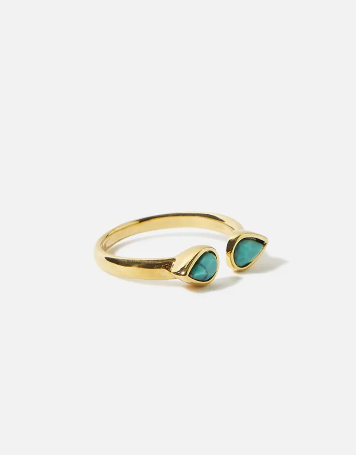 Accessorize GoldPlated Turquoise Ring Blue Turquoise Women Rings