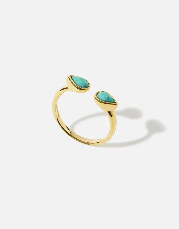 Accessorize GoldPlated Turquoise Ring Blue Turquoise Women Rings