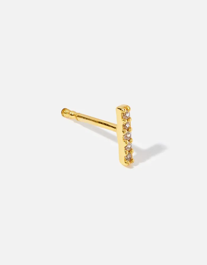 Accessorize Gold Vermeil Topaz Bar Stud Women Earrings