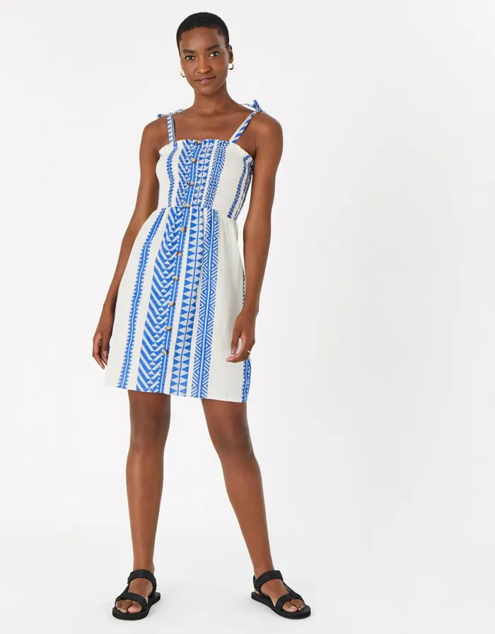 Accessorize Jacquard Bandeau Dress Blue Blue Women Dresses
