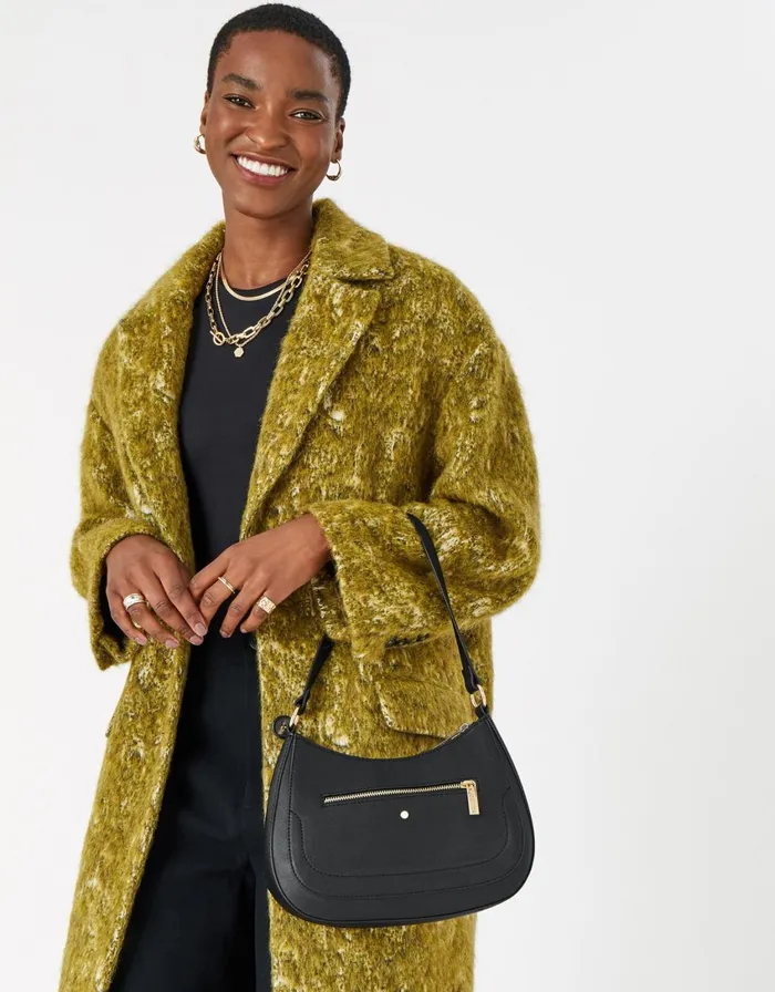 Accessorize Jenna Zip Shoulder Bag Black Black Women Shoulder Bags