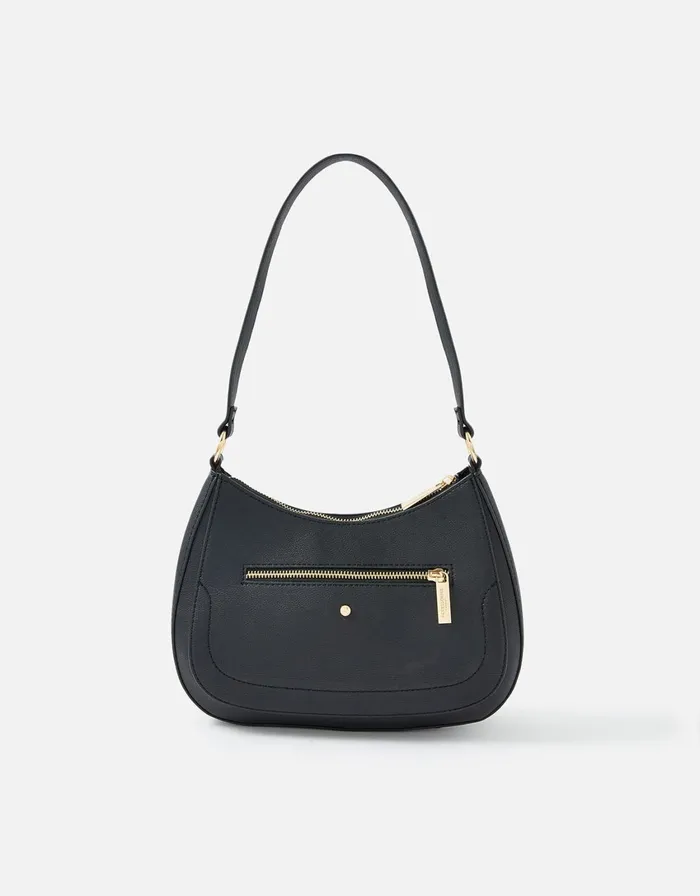 Accessorize Jenna Zip Shoulder Bag Black Black Women Shoulder Bags