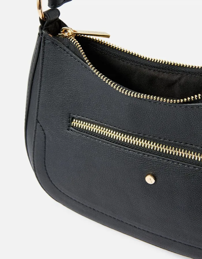 Accessorize Jenna Zip Shoulder Bag Black Black Women Shoulder Bags