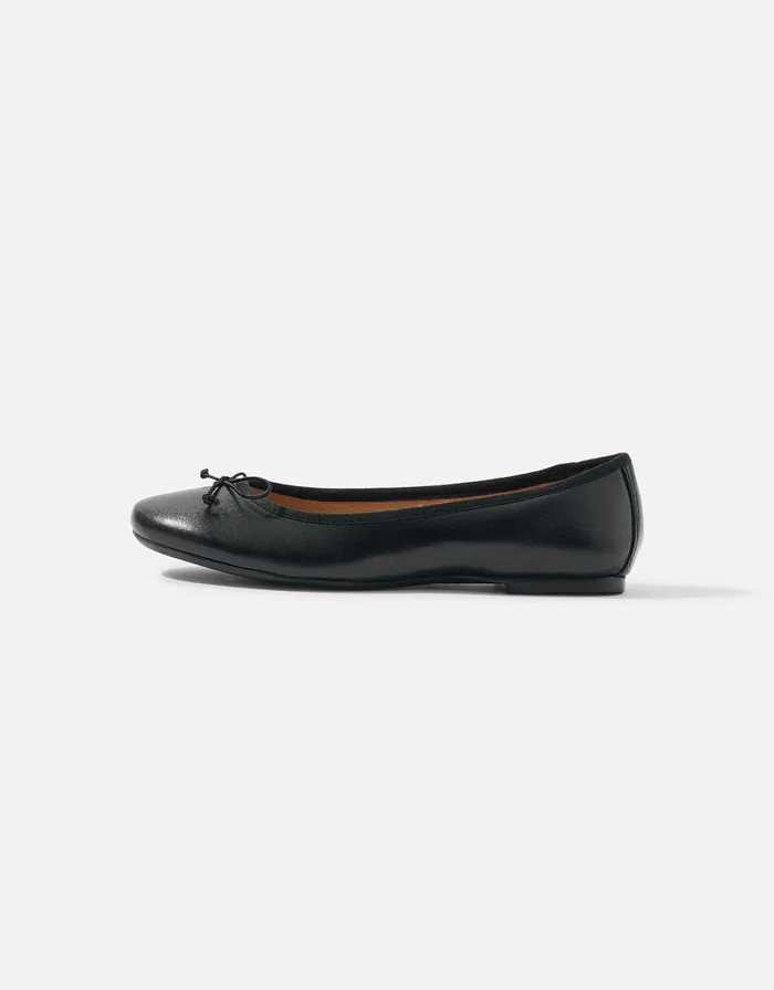 Accessorize Leather Ballerina Flats Black Black Women Flat Shoes