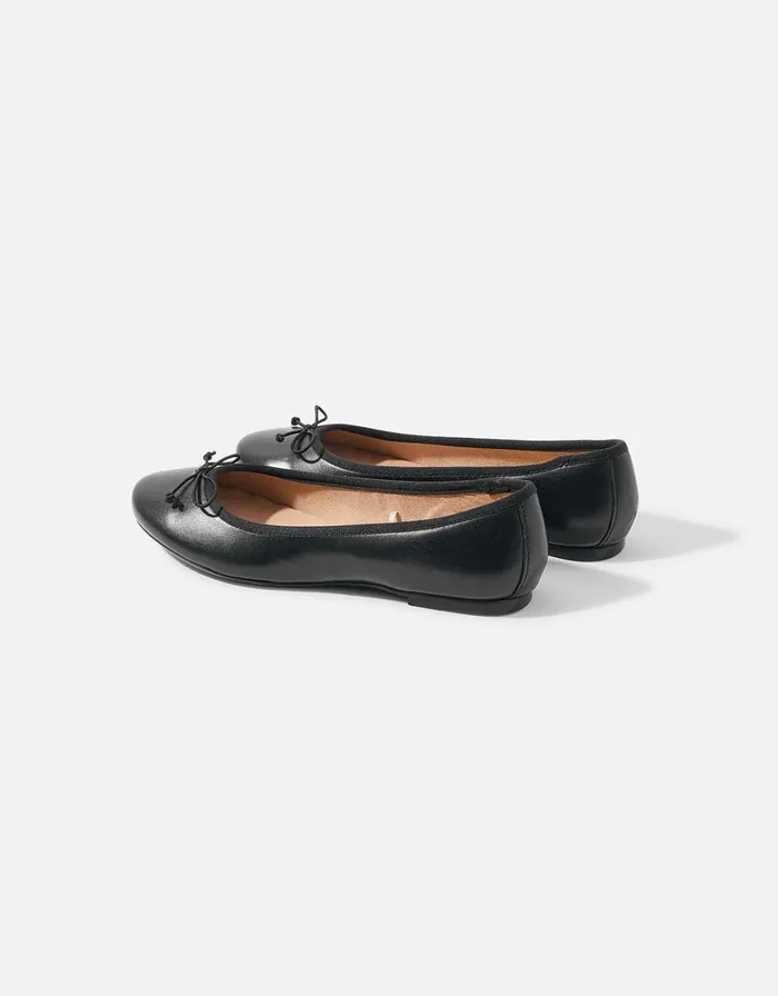Accessorize Leather Ballerina Flats Black Black Women Flat Shoes